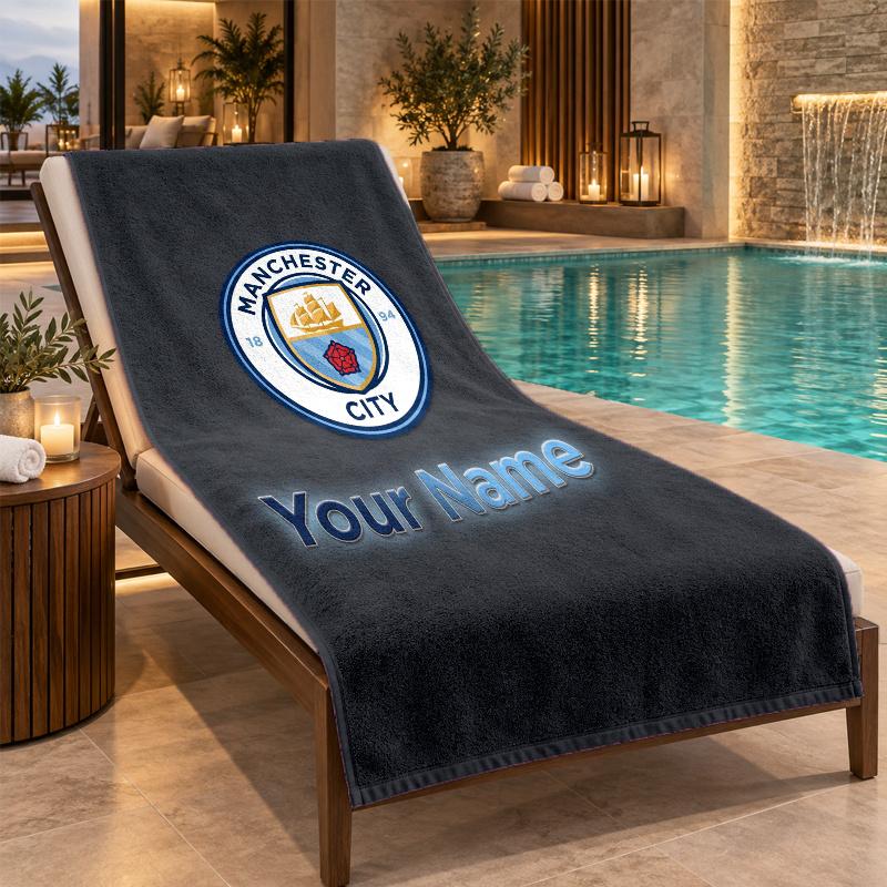 Custom Name Manchester City Beach Towel Personalized Text Soft Towel Swimming Travel Bath Gift