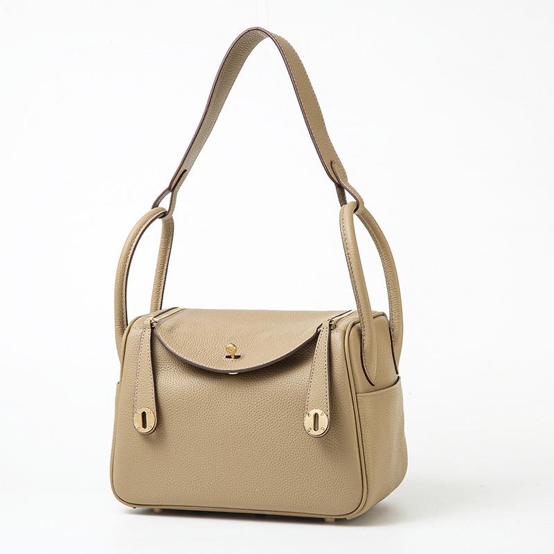 2024 Genuine Leather Lindy Handbag: Stylish, Large-Capacity Shoulder Bag for Women