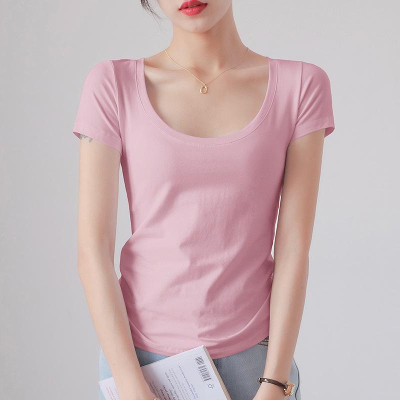 Women's Slim Fit White Round Neck Pure Cotton Short Sleeve T-Shirt - Summer 2025