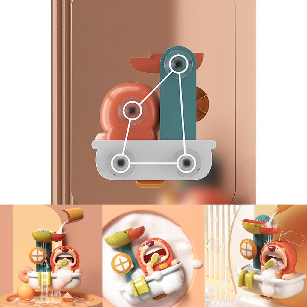 Lion Bubble Spinner Suction Cup Baby Bath Toy Water Spray Kids Shower Play