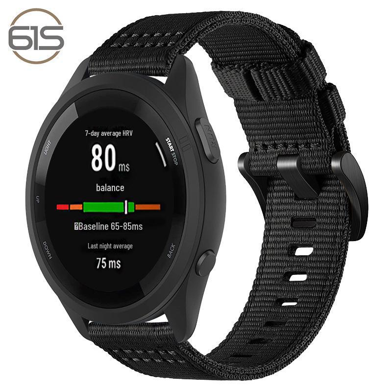 

Garmin Forerunner 255/265/245/945/965 совместимый нейлоновый плетеный спортивный браслет 61S Tactical, 22mm чистый/чёрный