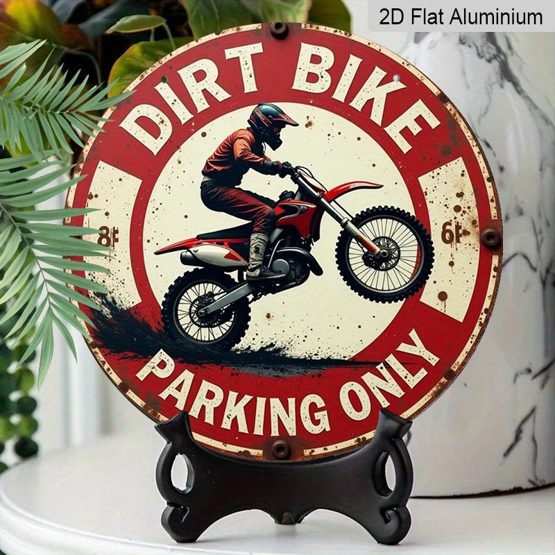 2D Flat 1pc, 8x8 in, Printed Aluminum Metal Signage, Motocross Exclusive Parking Area Theme Decoration, Suitable for Door Decoration, Wall, Home