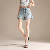 RAIN.CUN Women's High-Waist Ripped A-Line Denim Shorts