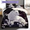 Black Samoyed Pattern Bedding Home Decoration Birthday Gift (1 * duvet cover + 2 * pillowcase, without core)