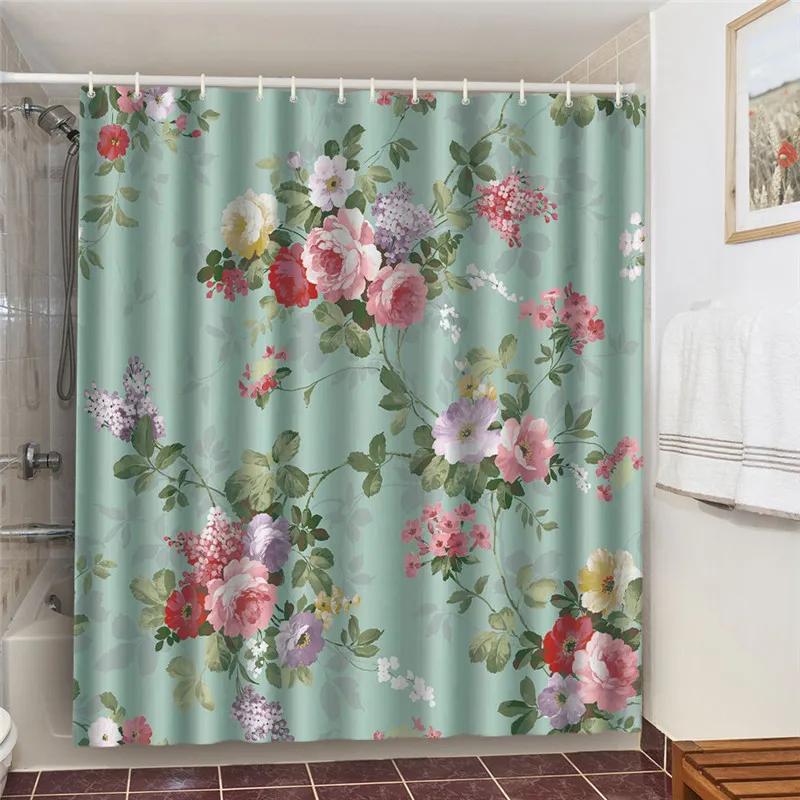 Waterproof Bath Curtains 100% Polyester Fabric Shower Curtain Thinking Elephant Printed Home Decoration Background Screen Decor