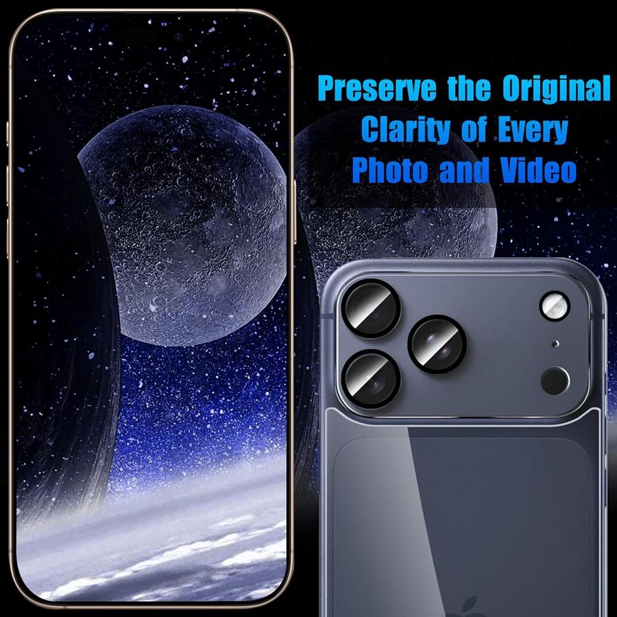 4in1 [2+2 Stück] Rückseiten-Handyschutzfolie aus gehärtetem Glas für iPhone 17 Pro Max /17 / 17 Pro/ 17 Air+ Glas Kameraobjektivfolie HD Rückseitenschutz