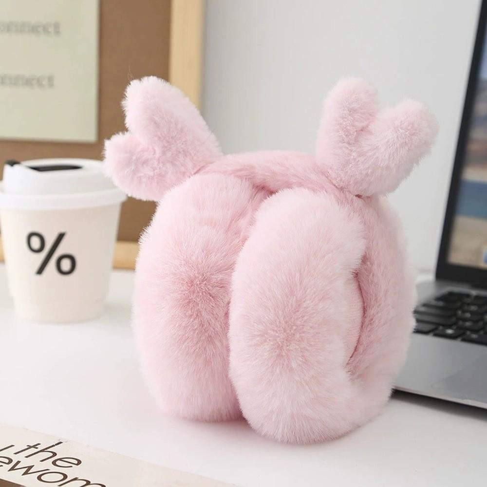 

Модные плюшевые наушники-муфты с оленьими ушками, складные, утолщенные, для сохранения тепла и защиты от мороза, зимние наушники-клапаны для женщин и девушек розовый