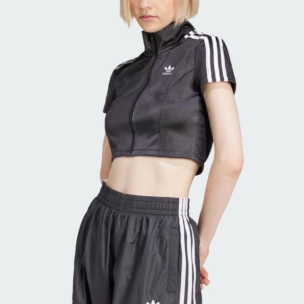 adidas טופ שרוול קצר טרנינג אדיקולור לנשים שרוול ארוך שחור בגדי רחוב לנשים JD0277