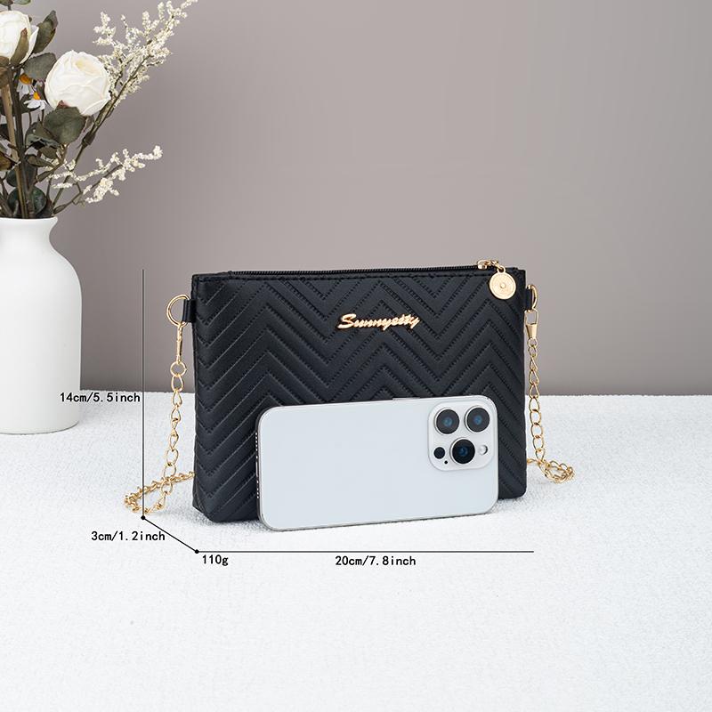 New Minimalist Women's Handbag Chain Striped Crossbody Bag Dual-use Women's Bag