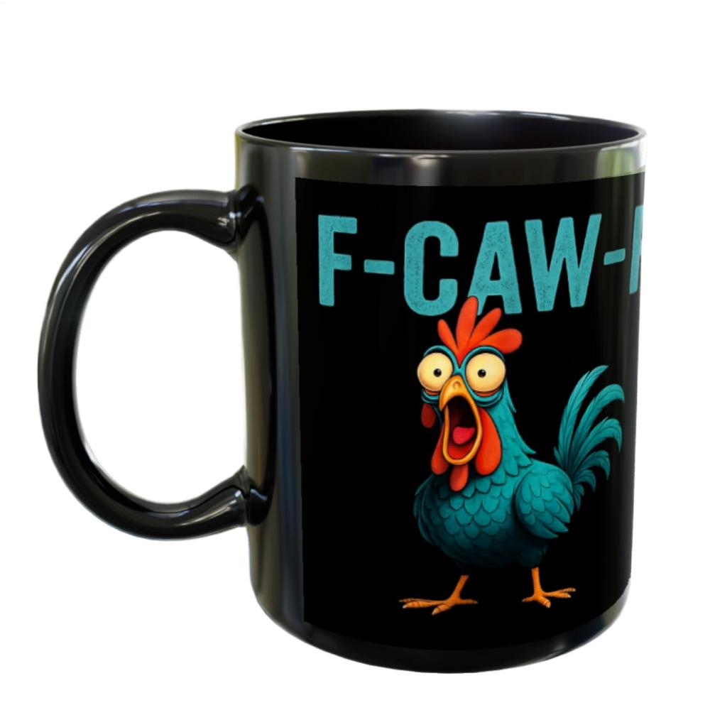 F-Caw-F Chicken Coffee Mug Funny Drinkware Rooster Ceramic Mugs Milk Cup for Tea Coffee Hot Cocoa Juice Cold Drinks Family 350ml