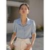 Petite High-Grade Satin Chiffon Short-Sleeve White Shirt for Women - Early Autumn Commuting Interview Top