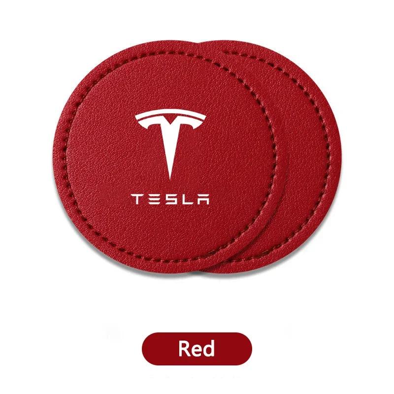 

Car Sticker 2025 Hot 2Pcs Car Logo Non Slip Water Cup Pad For Tesla Model 3 Model S X Y Roadster SpaceX Auto Coasters Interior A