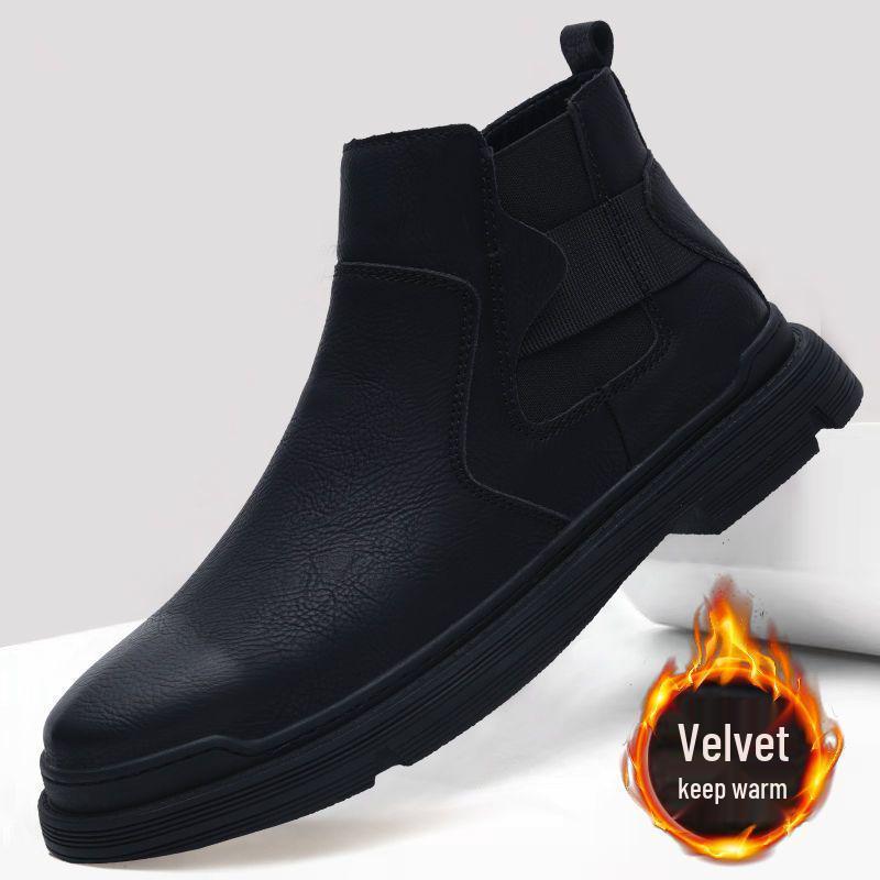 

2025 Новые осенне-зимние мужские ботинки челси в британском стиле - Повседневная кожаная обувь слипоны Size 41