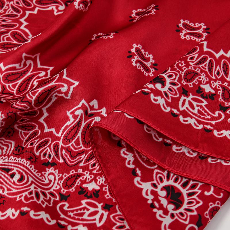 Red Paisley Designer Print Scarf Women Silk Scarves Luxury Bandana Hijab Neckerchief Shawl Kerchief Hair Band Foulard