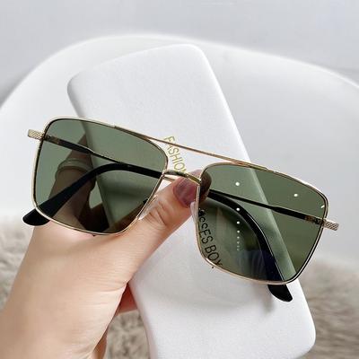 Occhiali da Sole Moda Retrò Doppio Ponte Occhiali da Sole in Metallo Ins Personalità Occhiali da Sole Rete Irregolari Red
