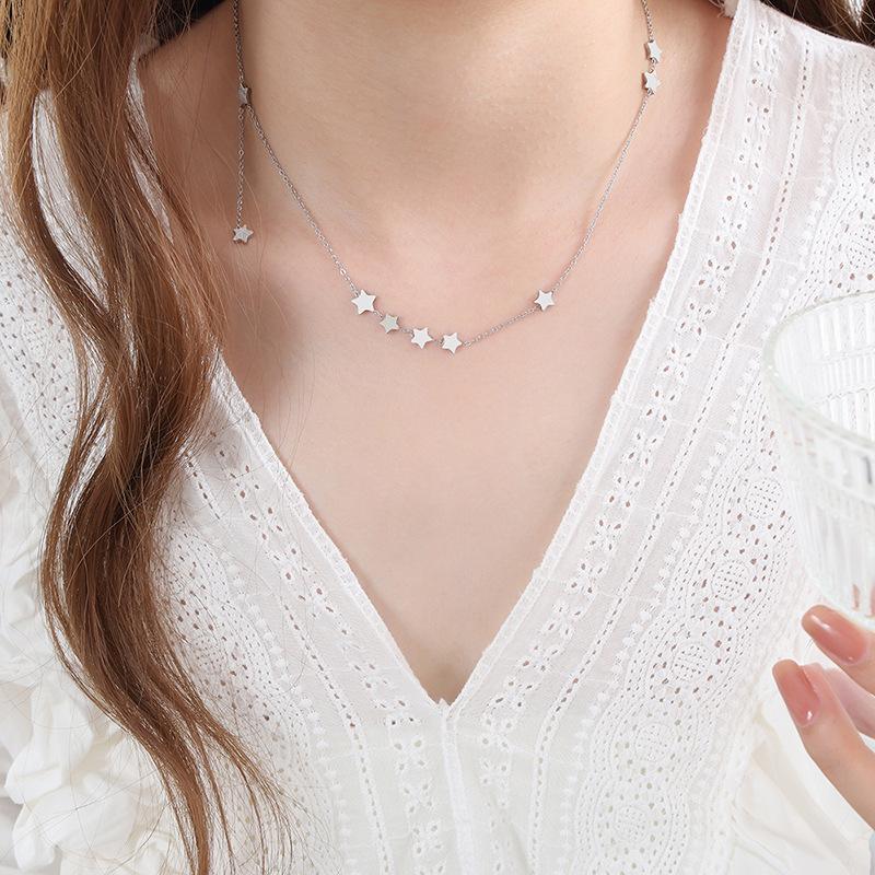 

Натуральная пентаграмма звезда свет роскошная кисточка ключичная цепочка новая подвеска ключичное ожерелье для девочек ниша титановая сталь