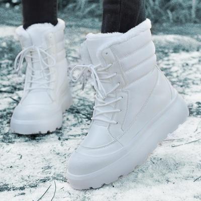 TUINANLE Rutschfeste Schneestiefel für Damen Dick Plüsch Winter Stiefeletten Frau Plateau Warmhalten Baumwollgepolsterte Schuhe