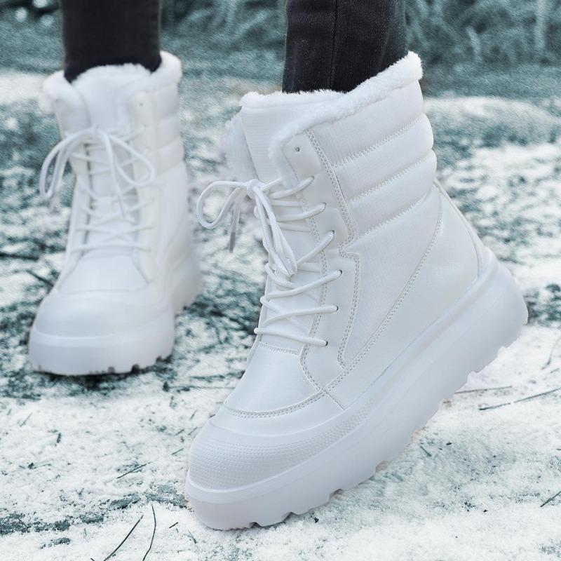 TUINANLE Stivali da Neve Antiscivolo da Donna Stivaletti Invernali alla Caviglia in Peluche Spesso Donna con Plateau Tengono Caldo Scarpe Imbottite in Cotone