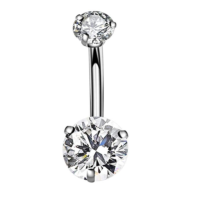 Set of 8 Zircon Pearl 316L Stainless Steel Navel Rings Sexy Body Piercing Jewelry for Women Belly Button & Dangle for Wedding