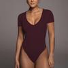 GMXIA Letní jarní dámské sexy body s krátkým rukávem a výstřihem do V