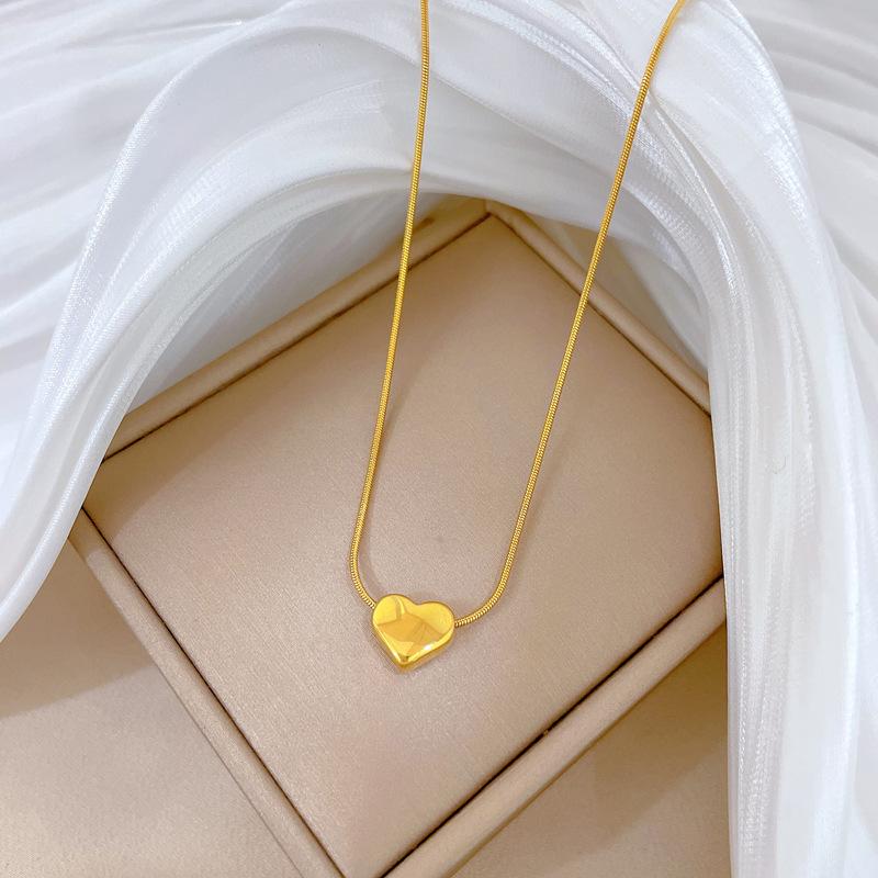 Light Luxury Snake Bone Chain Love Furnace Real Gold Necklace Female Collarbone Chain With Jewelry