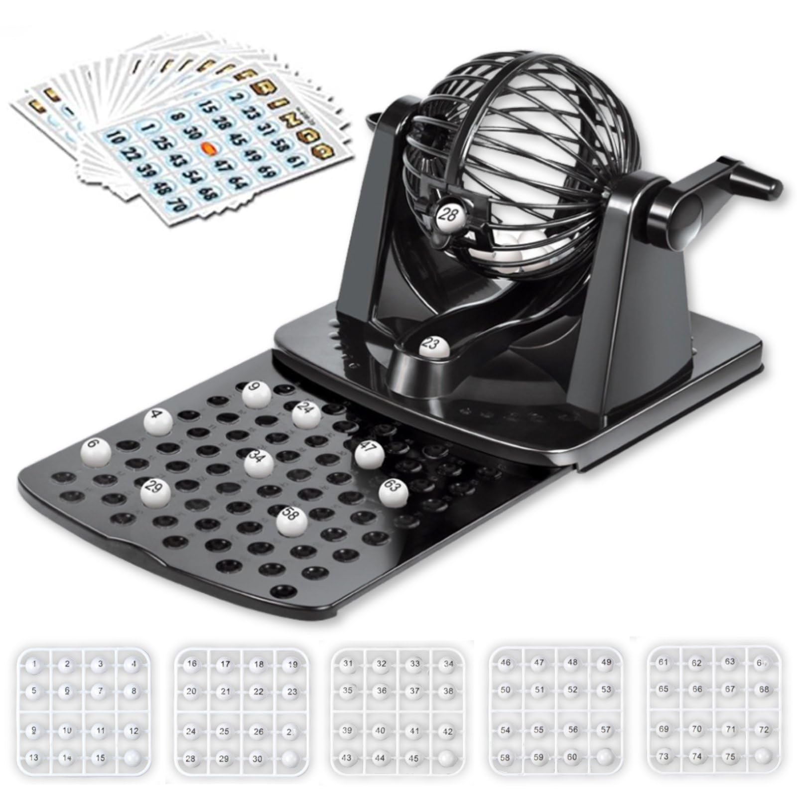 

MARUHADO Bingo Machine Lottery Device Gachapon Bingo Game Set Black with 20 Bingo Cards