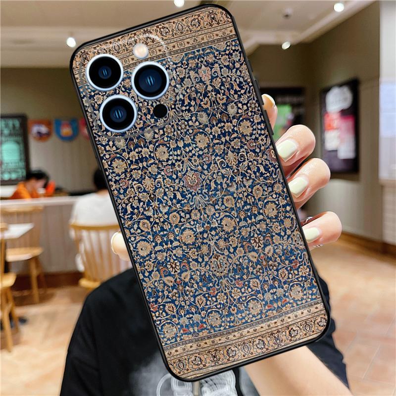 Persian Carpet Floral Pattern Phone Case For iPhone 11 12 13 14 16 15 Pro Max Mini XS X XR 7 8 Plus Soft Cover Shell