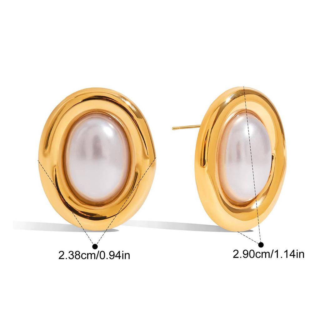 Yori Korean Style Oval Imitation Pearl Stud Earrings for Women Versatile Daily Elegant Fashion Jewelry Anti Allergic Gift