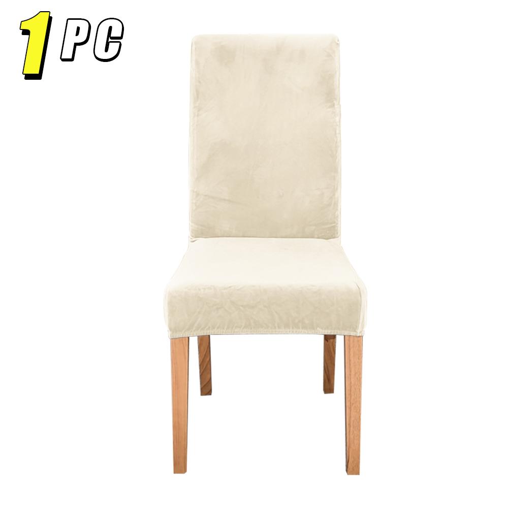 1/4pcs Velvet Chair Covers Dining Room Elastic Soft Seat Cover Solid Color Dustproof Furniture Protector Restaurant Banquet Home