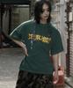 Deumakeu M Text Graffiti Boxy Short Sleeve Tee- Khaki