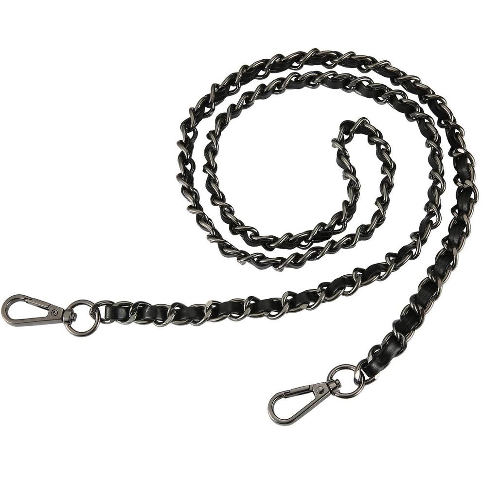 47in PU Leather Flat Chain Strap Handbag Chains Purse Straps Shoulder Cross Body Replacement Strap DIY Purse Making