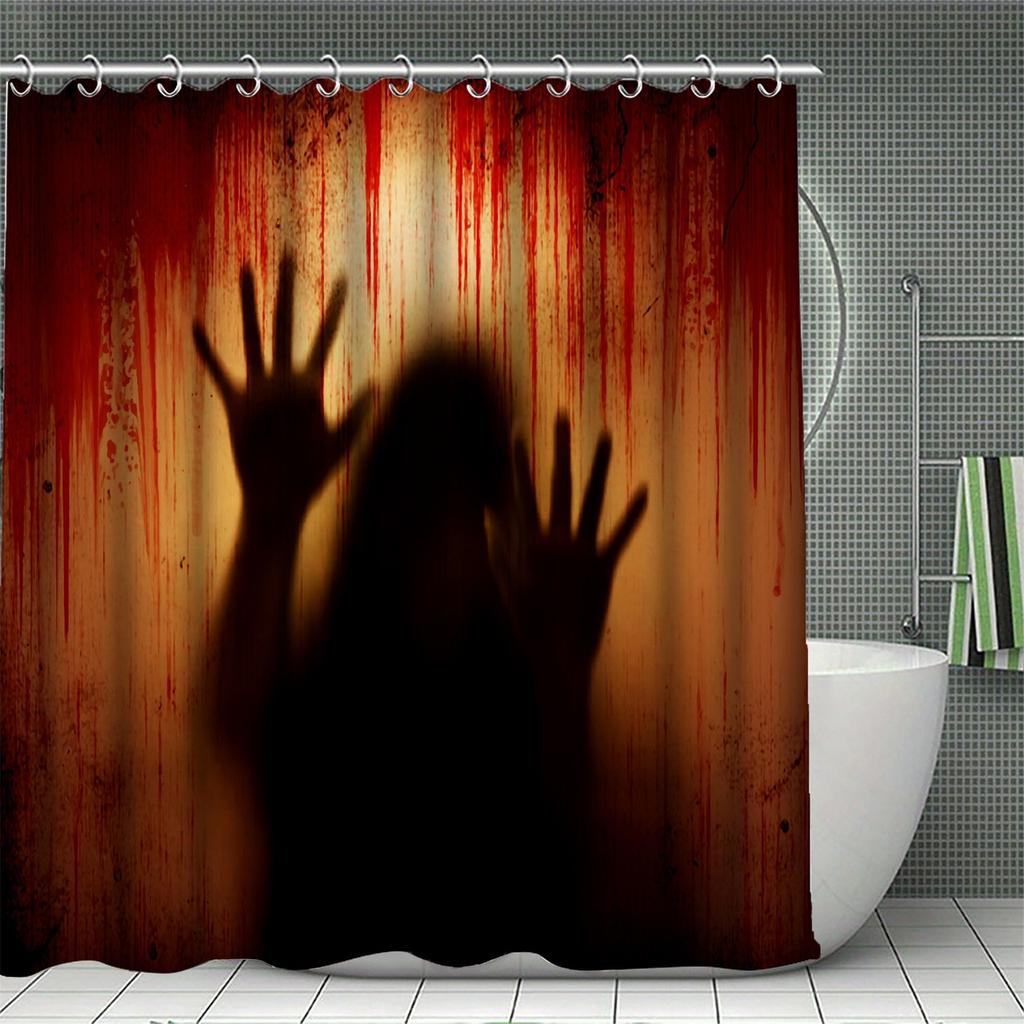 Halloween Decoration Shower Curtain Scary Bloody Hand Pattern Bathroom Decor for Adult Halloween Decoration Gifts to Friends