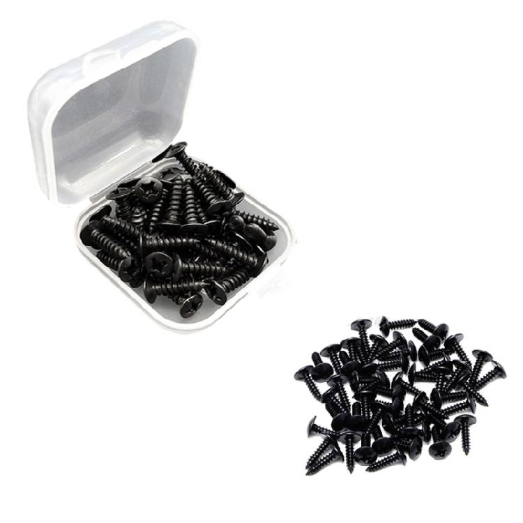 50Pcs 3mm Guitar Protective Plate Screws Scratch Plate Mounting Screws Electric Guitar Bass Pickguard Screws with Box