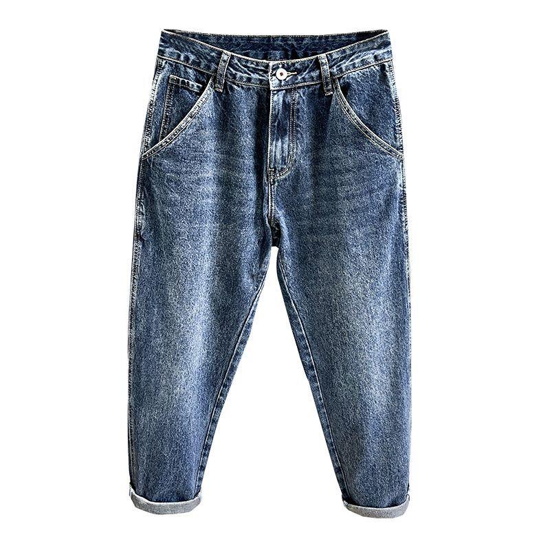 Spring, summer and autumn new large size wide-leg loose straight cone Harlan jeans Men's trendy men jeans