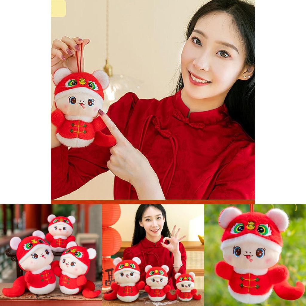 Adorable Red Tiger Head Snake Plush Toy 2025 Zodiac Snake Year Mascot Gift