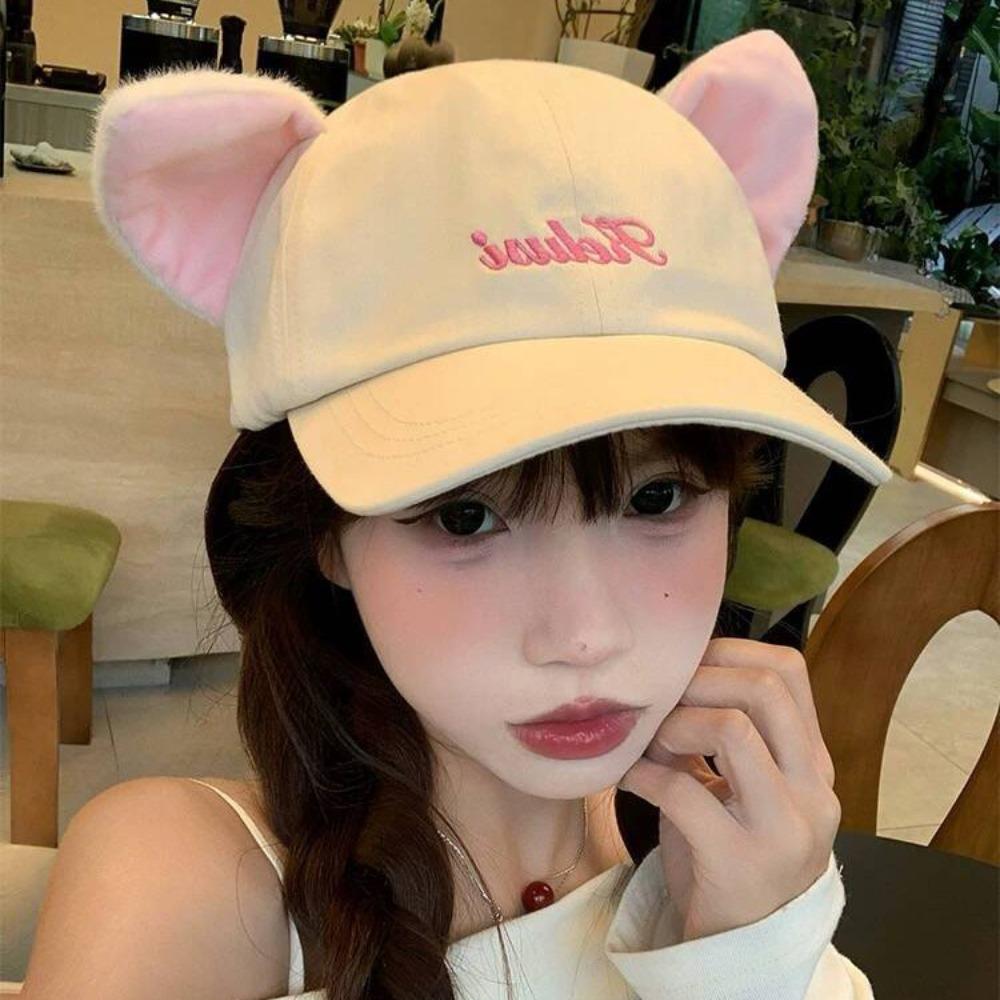 Cute Kitty Baseball Cap UV Protection Lop Ear Rabbit Hat Elephant Hat with Ears Nose  Streetwear