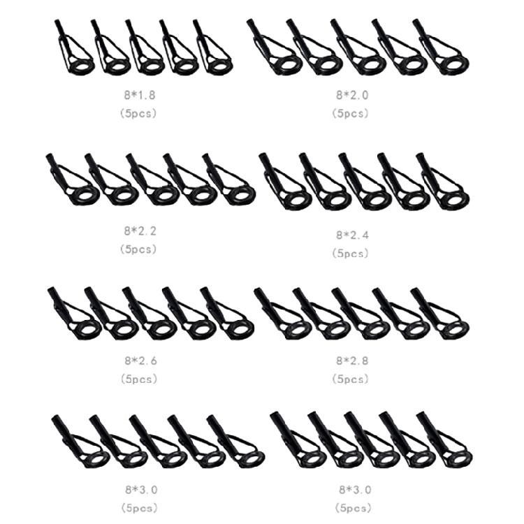 40Pcs Rod Tip Ceramic Guide Rings Fishing Rod Tip Guides Replacement Kits Rod Eyelet Rod Tip Repair Kits Easy to Use