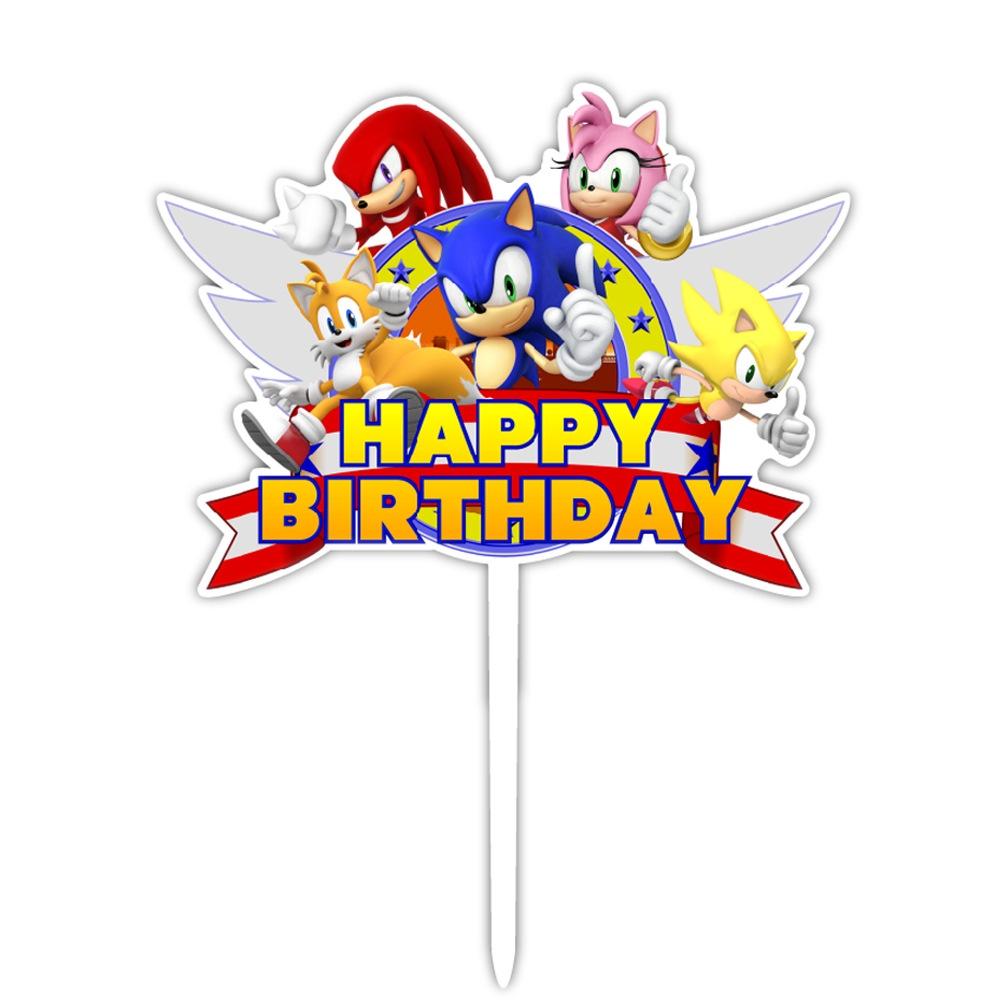 Birthday Party Sonic Cartoon Decorations Banners Cake Topper Set Balloon
