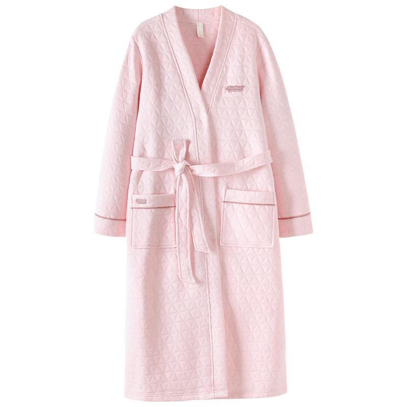 Nightgown Women'S Pajamas Spring And Autumn Thickened Cotton Long-Sleeved Bathrobes Winter Cotton Thin Padded Cotton Autumn And Winter Long Bathrobes