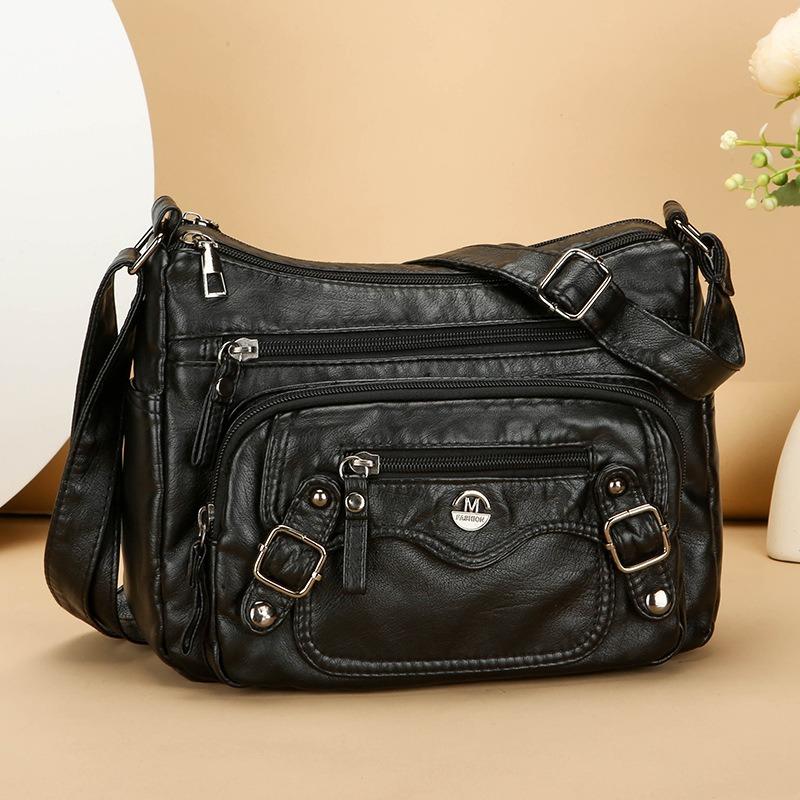 New Fashionable Large-capacity Shoulder Bag, Lightweight and Versatile Pu Soft Leather Messenger Bag, Medium Female Simple Mother Bag