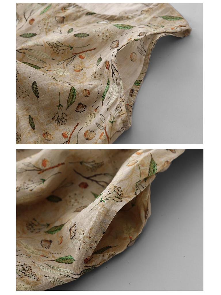Xin Xing 2025 Summer Floral Cotton Linen Sleeveless Long Dress