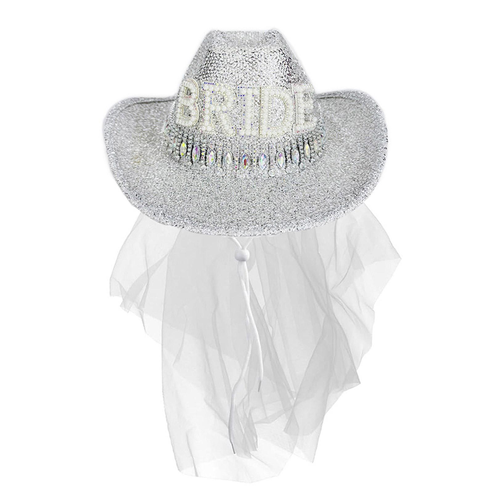

Stylish Rhinestones Western Bridal Hat With Rhinestones Trim And Lettering For Wedding Party Ceremonies 1