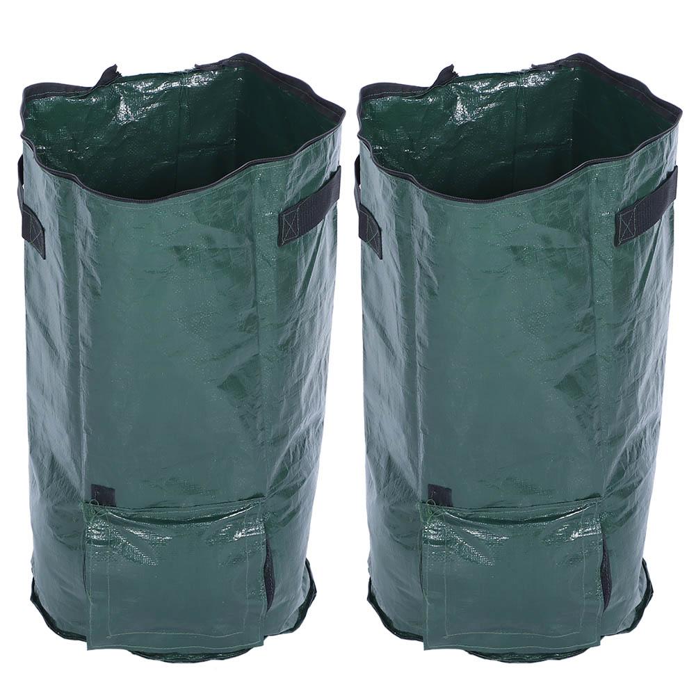 2PCS 15 Gallons Home Planting Bag Reusable Garden Lawn Patio Yard Waste Bags Laundry Container