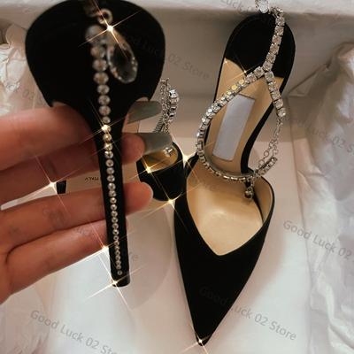 Fashion 2025 High Heels Women's Baotou Stiletto Heel Summer New Style Mid-heel Fashion Sandals Back Empty Pointed Toe Pumps