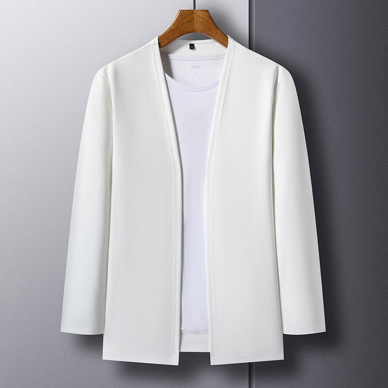 Top lavorato a maglia tinta unita autunnale da uomo, Maglia casual, Cardigan alla moda, Giacca da uomo sottile
