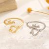 Simple Personality Stainless Steel Hollowed-out Heart Key Shape Opening Rings for Women Fashion Charm Finger Jewelry Accessories
