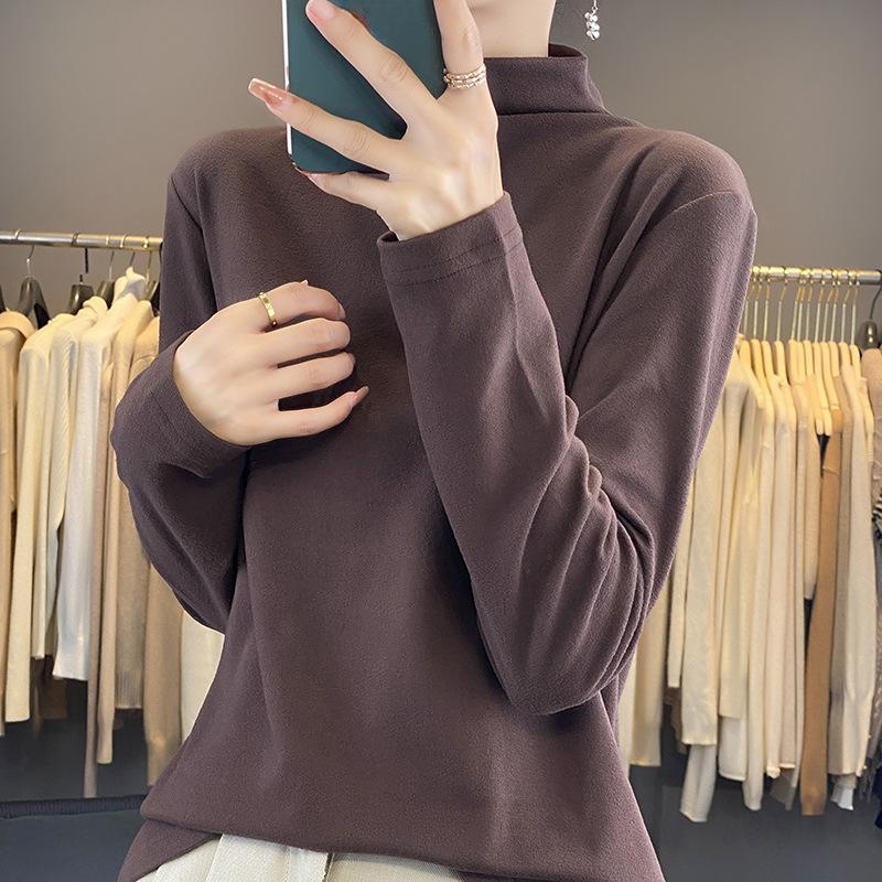 Fall and Winter Women's High Neck Slim Thin Long-sleeved Bottoming Shirt