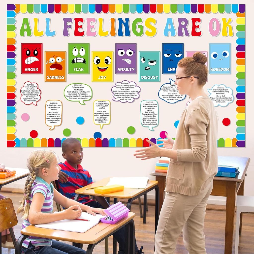 Mental Health Bulletin Board Decorations Set All Feelings Are Ok Classroom Decor Back to School Wall Decor Emotion pirational Cutouts for Kid Teacher