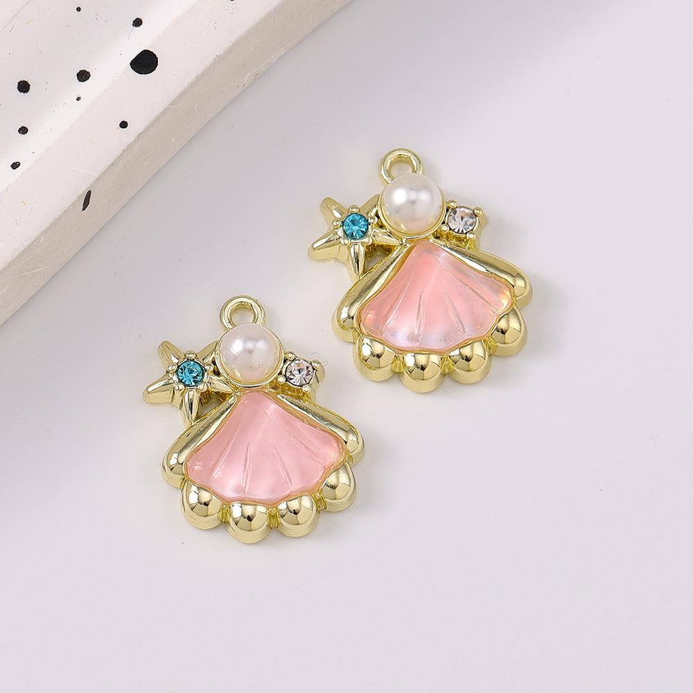 5pcs Cute Crystal Pearl Shell Pendants Charms for Necklace Earrings Bracelet DIY Handmade Jewelry Accessories Supplies