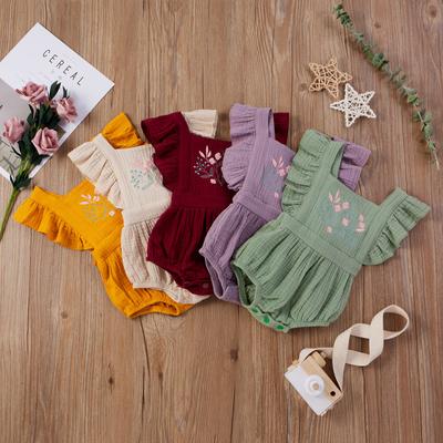 Flower Embroidery Sleeveless Romper Casual Summer Cotton Jumpsuit